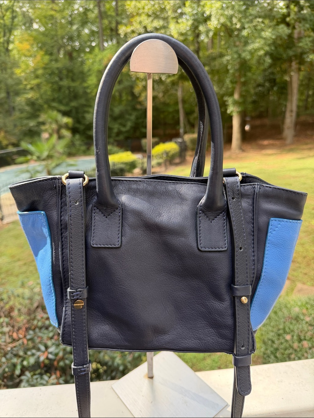 See By Chloe Authentic Nellie Color block Black, Blue & Cream Leather Satchel - Picture 11 of 16